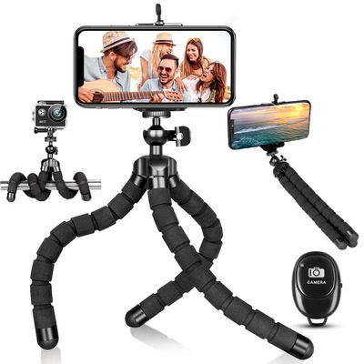 Flexible Tripod with Wireless Remote, Portable Mini Phone Tripod for iPhone Android, GoPro & Small DSLR Cameras, Metal & Rubber Coating, Ideal for Travel Vlogging Selfies