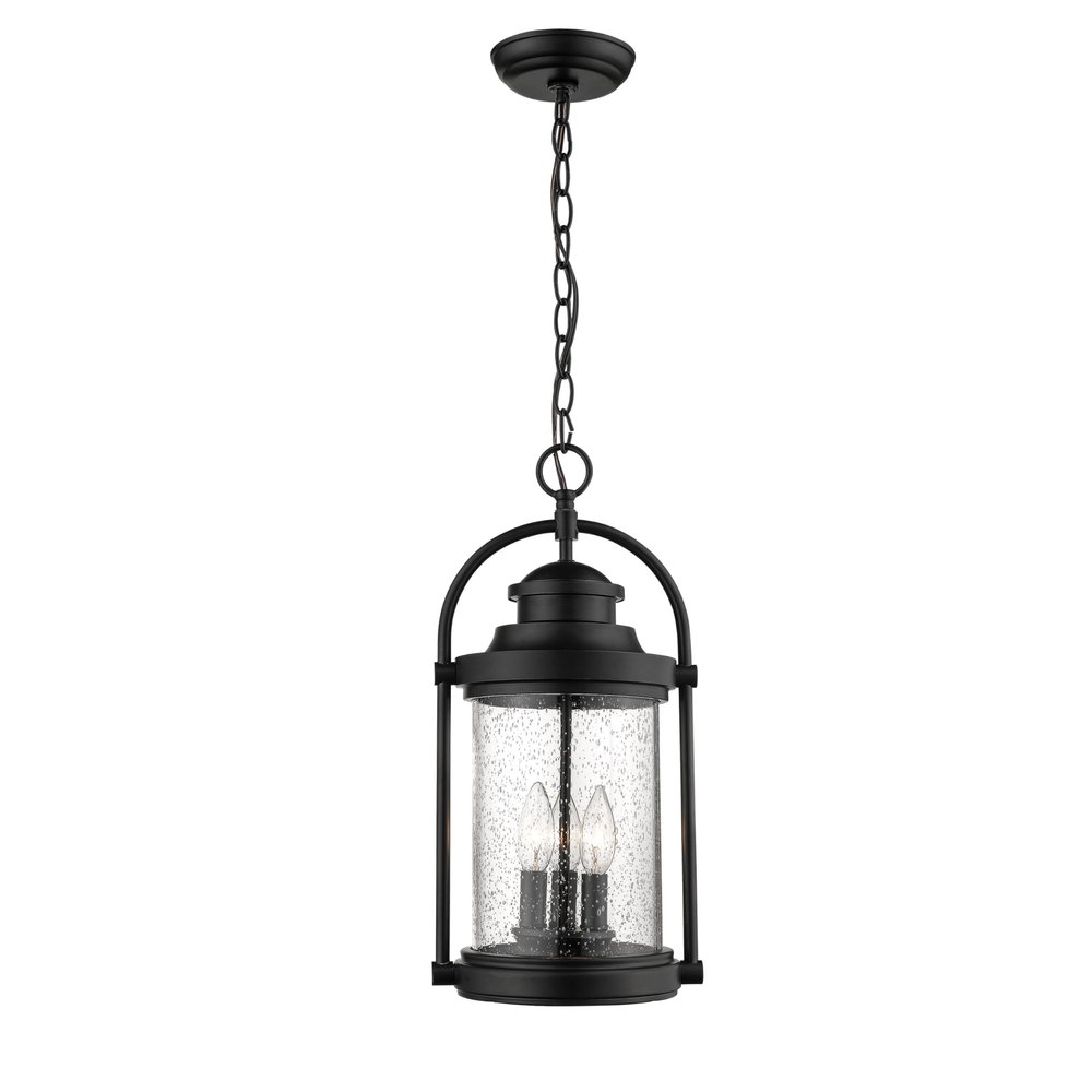 Millennium 2544-PBK Transitional Three Light Outdoor Hanging Lantern Finish, Powder Coat Black