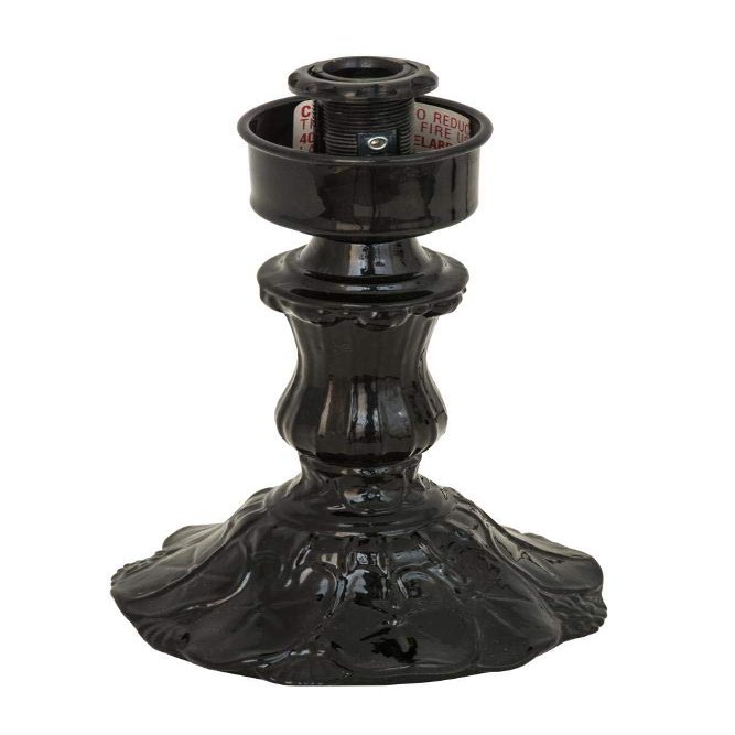 Meyda Tiffany 175283 Transitional One Light Table Base from Toledo Collection Finish, 4.00 inches, Mirror Black