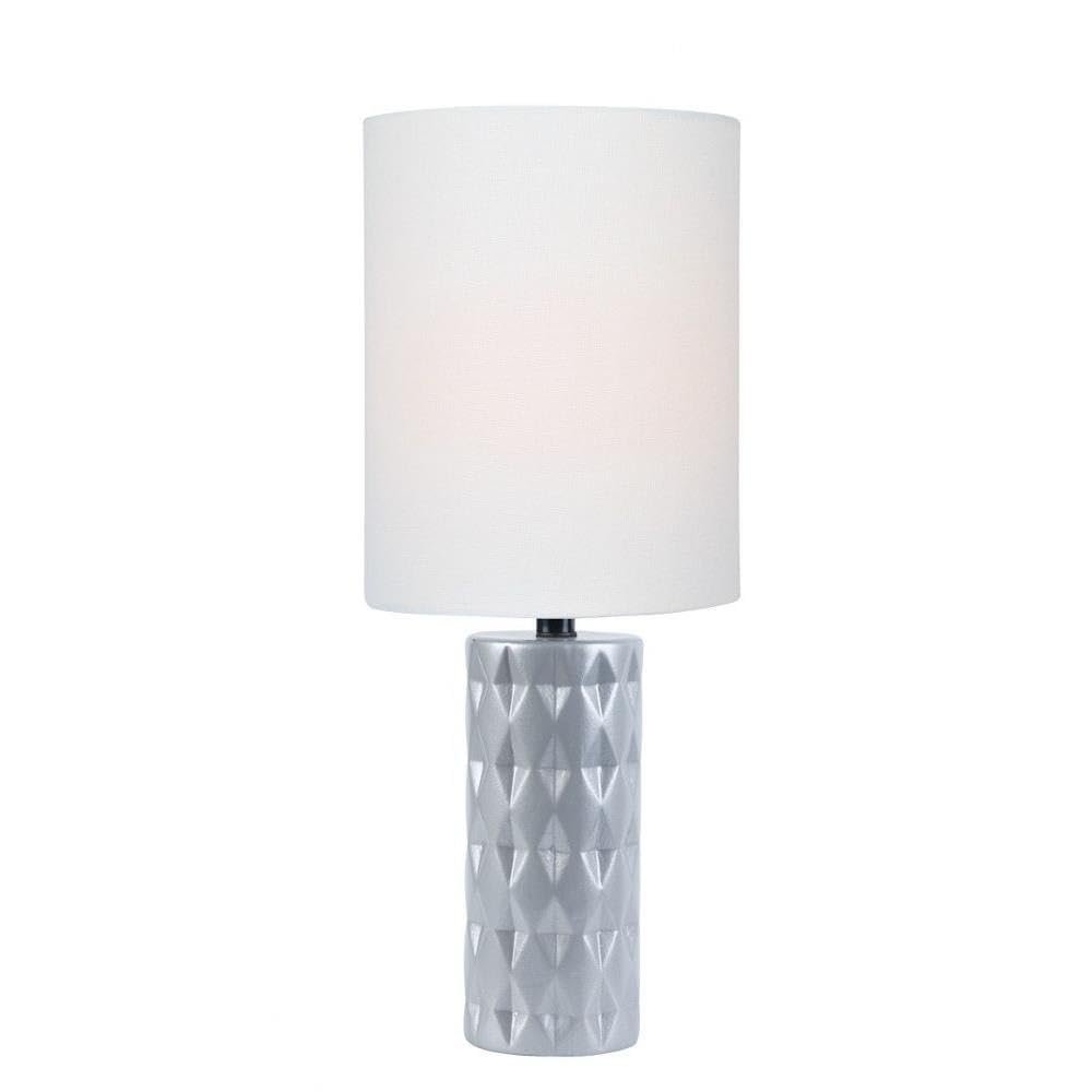 Lite Source Mini Table LAMP, Silver Ceramic/White Linen Shade, E27 A 60W LS-23202SILV