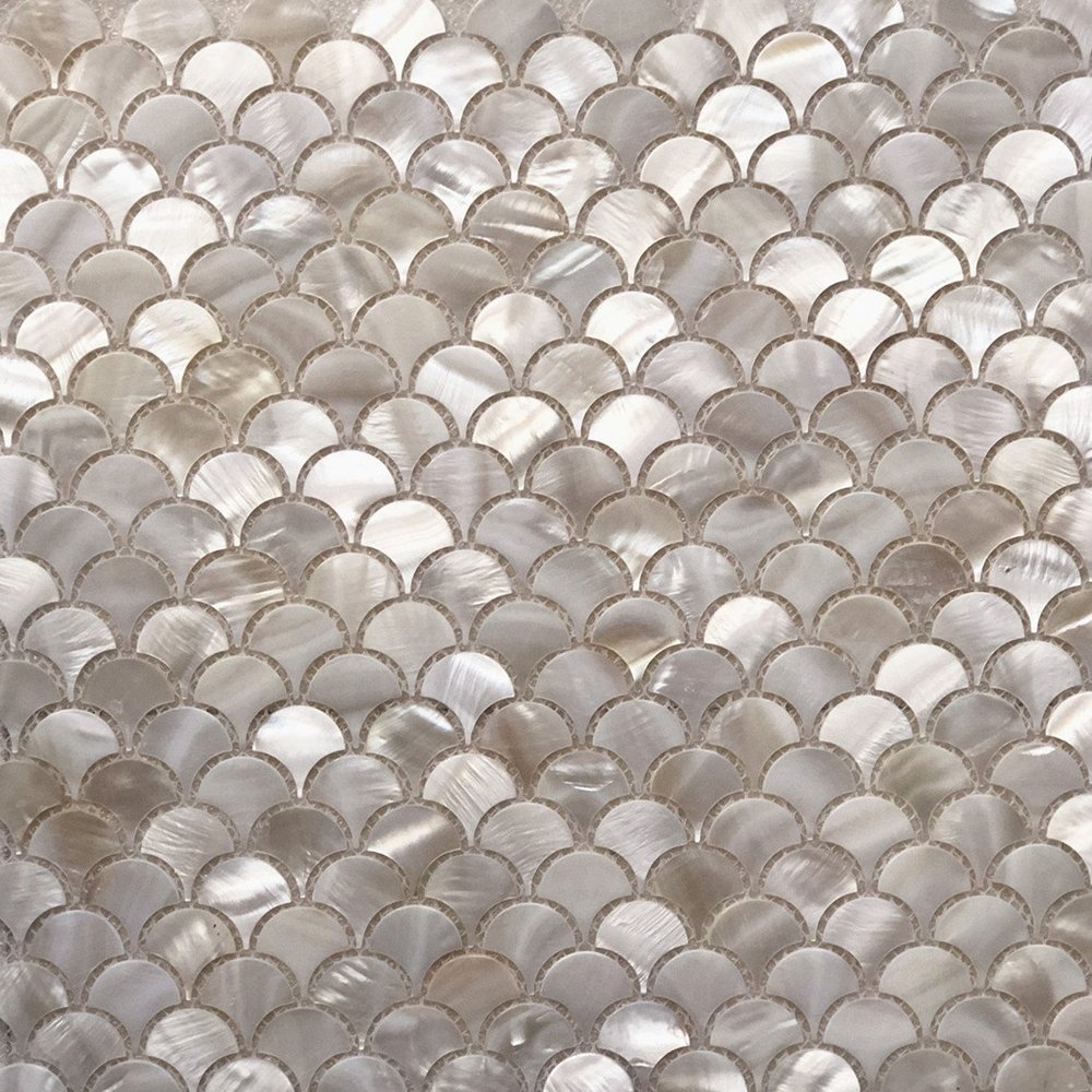 Genuine White Fish Scale Mother of Pearl Mosaic Tile for Bathroom/Kitchen/Spa Backsplash (6 Sheets)