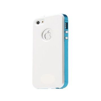 GabbaGoods Ultra Sleek and Slim-Fit Protective Case for iPhone 5/5s - White Gloss/Blue