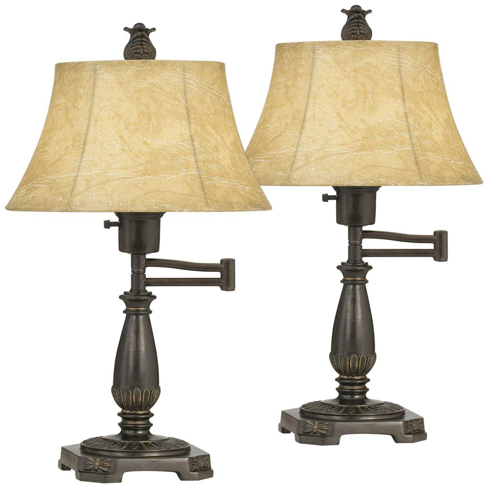 Andrea 22 1/2" High Table Lamps Set of 2 Swing Arm Bronze Brown Traditional