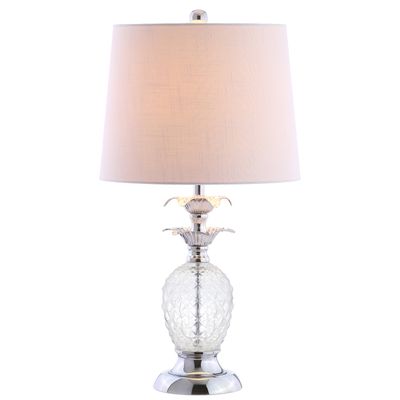 JONATHAN Y Jane 24" Pineapple Glass LED Table Lamp, Clear/Chrome
