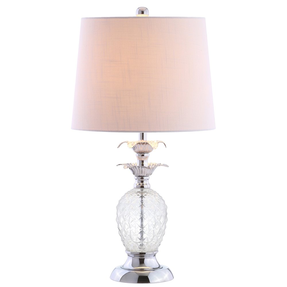 JONATHAN Y Jane 24" Pineapple Glass LED Table Lamp, Clear/Chrome