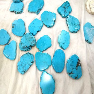 40-60mm Turquoise Stone Slab Blue Turquoise jewelry Phone Grip White Turquoise Beads 10pcs
