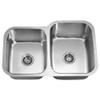 Dawn ASU108L Undermount Double Bowl Sink, Polished Satin view 1