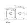 Dawn ASU108L Undermount Double Bowl Sink, Polished Satin view 2