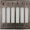 Aged Antique Brass 6 Gang GFI/Rocker Opening Switch Plate view 1