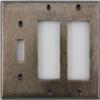 Aged Antique Brass 3 Gang Combination Switch Plate - 1 Toggle Light Switch Opening 2 GFI/Rocker Openings view 1