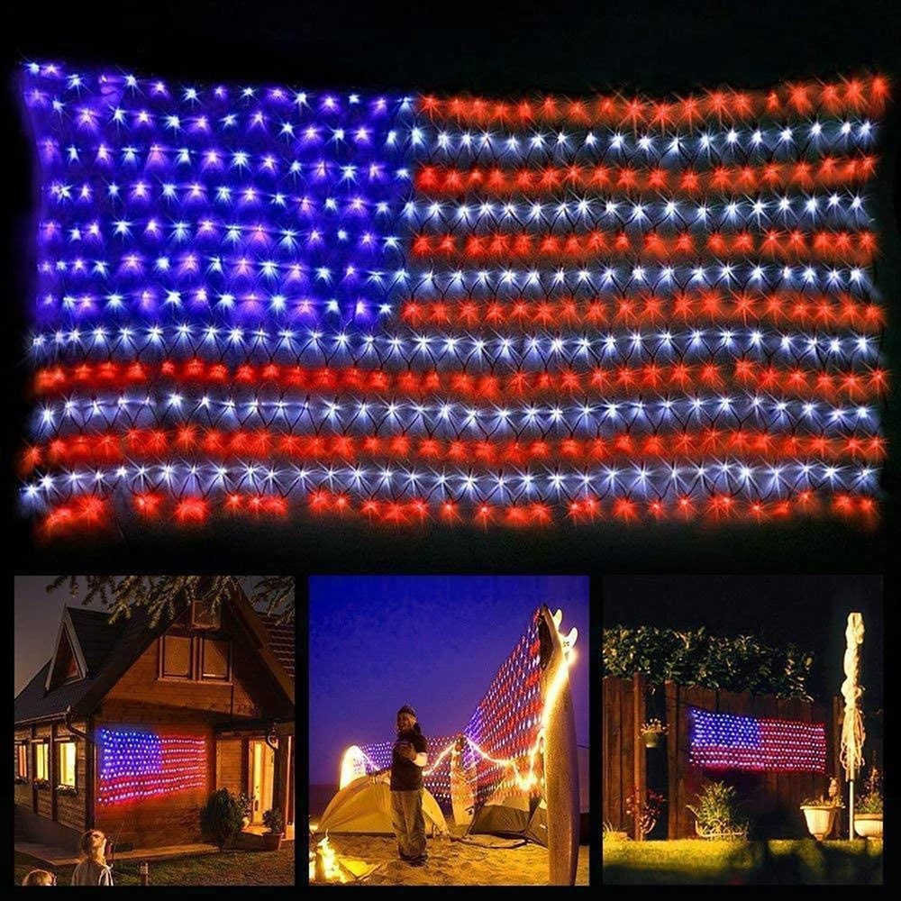 MZD8391 American Flag Lights, 420 LED Lighted Flag Light,Waterproof Outdoor