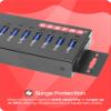 Gearmo 7 Port USB 3.0 Hub w/Surge Protection, 5Gbps Speed, LEDs, Surface & DIN Rail Mounting view 2