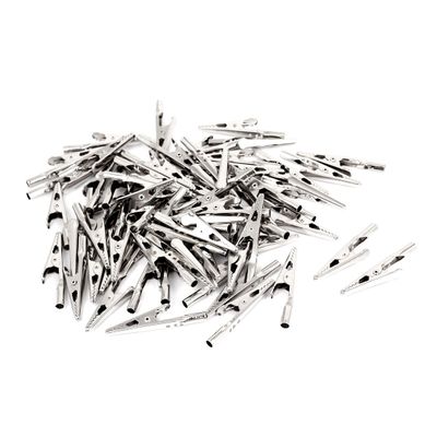 Aexit Metal Alligator Electrical Testing Clip Electric Test Crocodile Clamps 90pcs Voltage Testers Silver Tone