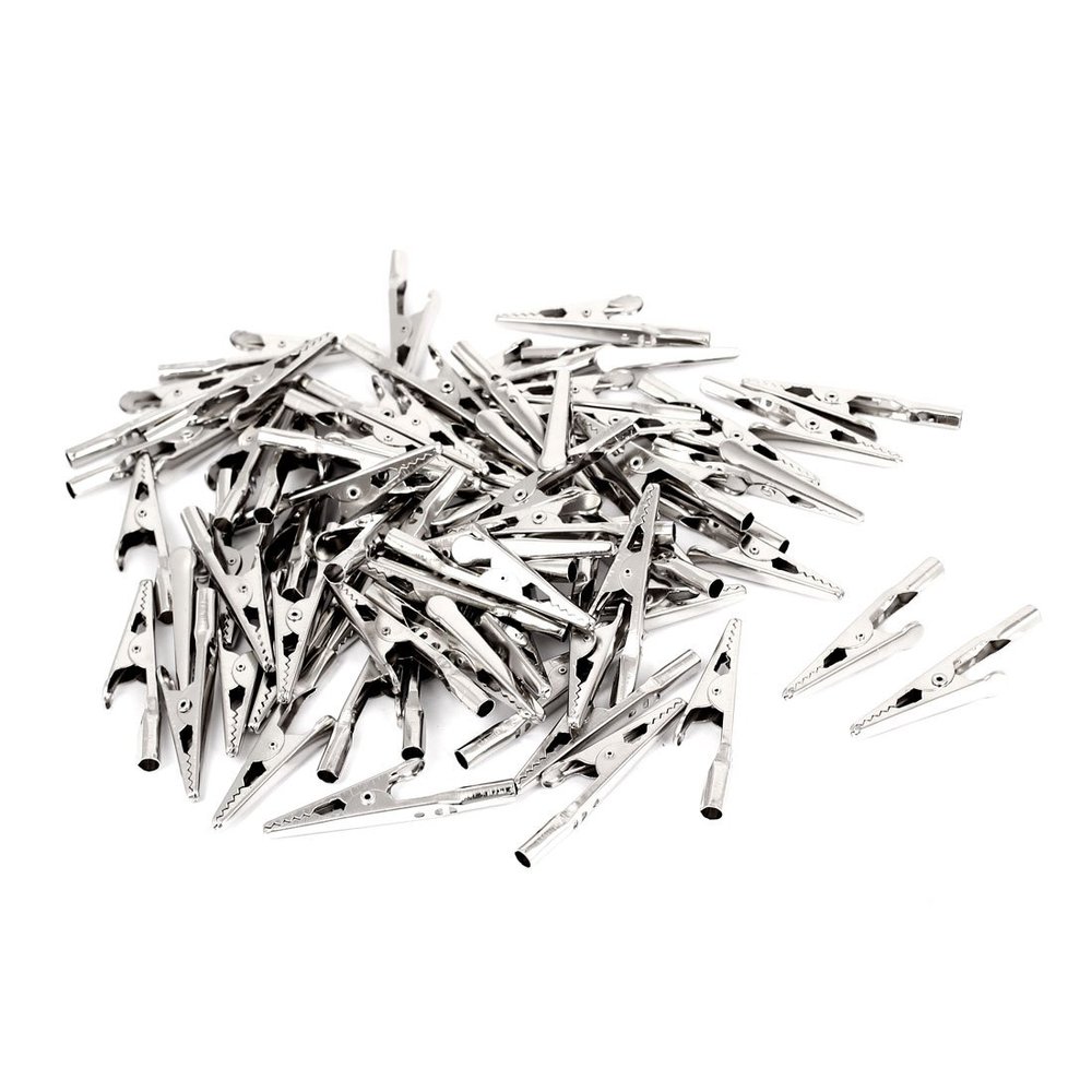 Aexit Metal Alligator Electrical Testing Clip Electric Test Crocodile Clamps 90pcs Voltage Testers Silver Tone