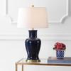 JONATHAN Y Julian Classic Ceramic Urn Metal LED Table Lamp 29", Navy view 2