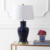 JONATHAN Y Julian Classic Ceramic Urn Metal LED Table Lamp 29", Navy view 3