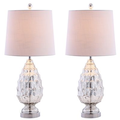 JONATHAN Y Artichoke Table Lamp 25.5" Glass, Mercury Silver, Set of 2