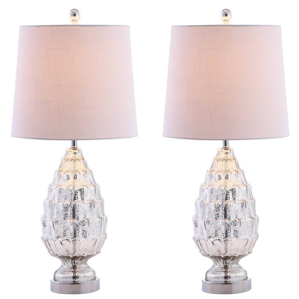JONATHAN Y Artichoke Table Lamp 25.5" Glass, Mercury Silver, Set of 2