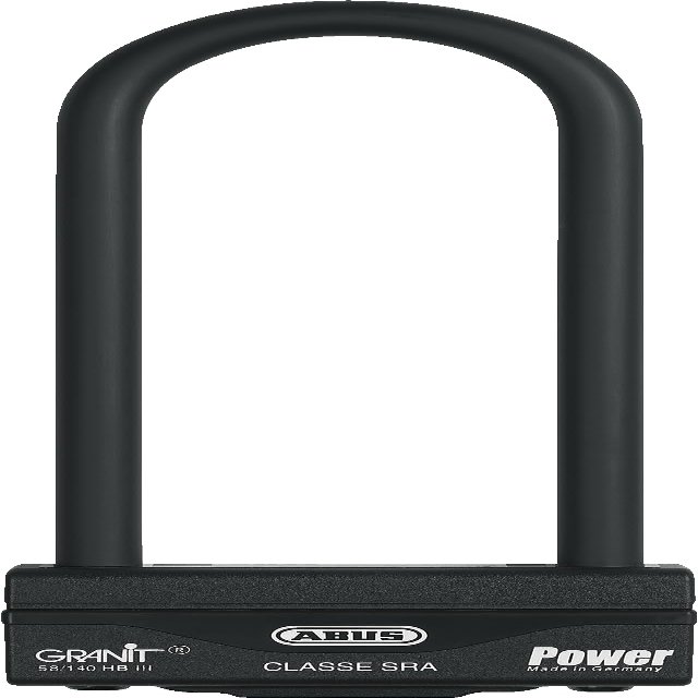 ABUS U-Lock Granit Power 58/140HBIII - Strong Motorbike Lock with Double Locking - ABUS Security Level 18 - Shackle Height 100 mm
