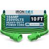 IronBox Electric C14 to C13 Power Cord - 10A/250V, 18/3 AWG SJT - UL Listed IEC Cable & Jumper Cords - Heavy Duty Power Extension Cord for Desktop Computer, Monitor, Projector,PDU & More (10ft, Green) view 1