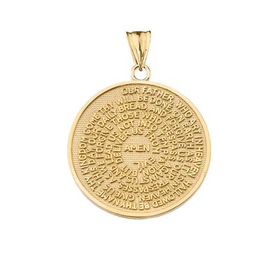 Religious Jewelry Fine 10k Yellow Gold Lord's Prayer Transcription Medallion