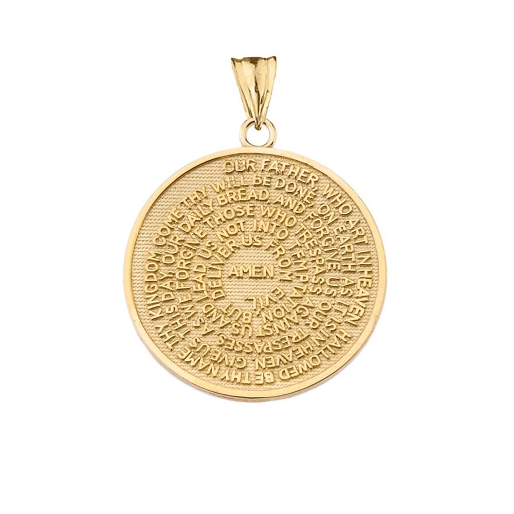 Religious Jewelry Fine 10k Yellow Gold Lord's Prayer Transcription Medallion