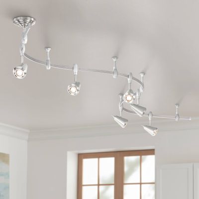Ali 108" Wide 6-Light Brushed Nickel LED Monorail Track Light