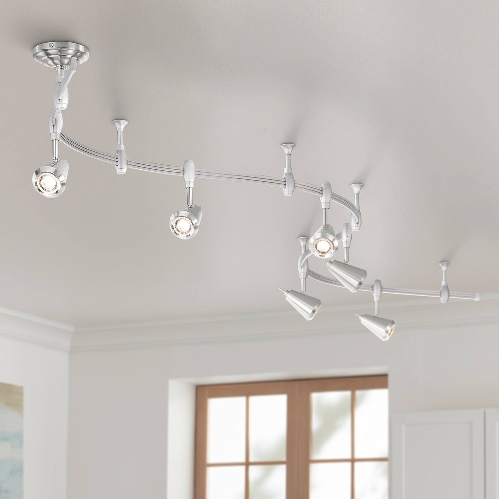 Ali 108" Wide 6-Light Brushed Nickel LED Monorail Track Light