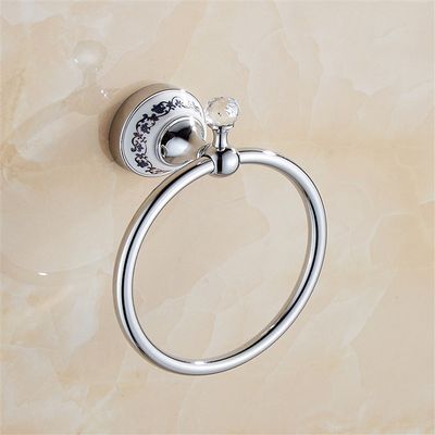 Liaozy888 Luxurious Silvery Stainless Steel + Porcelain + Crystal Shape Towel Rings for Bathroom Bath Towel Hangers Chrome Brushed Nickel Set Accessories Black for DIY