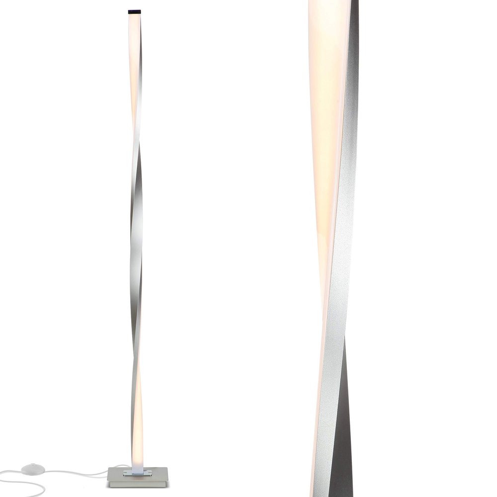 Brightech Helix LED Bright Floor Lamp for Living Rooms & Bedrooms, 48" Tall Pole Lamp, Dimmable Standing Lamp - Platinum Silver