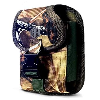 AH Military Grade Hunting Tree Camo Pouch for Flip Cell Phone Holster Carrier Holder Clip Nylon Belt Compatible with Palm Phone Gusto 3 Cadence, DuraXTP, Jitterbug & Most FLIP Phones, Insulin Pump