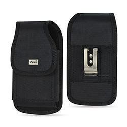 Vertical Canvas Case with Hook and Loop Closure with Belt Clip and Belt Loop for Sonim XP8 Phone with a Cover on it.