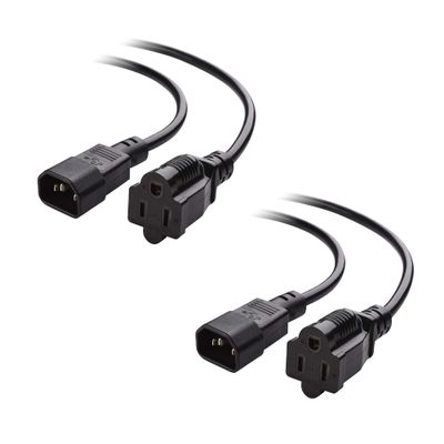 Cable Matters 2-Pack Computer to PDU Power Cord, Power Cable, 1ft