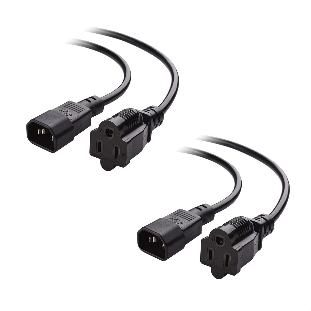 Cable Matters 2-Pack Computer to PDU Power Cord, Power Cable, 3ft