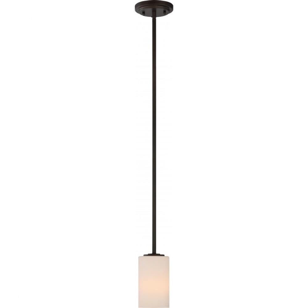 Nuvo Lighting 60/5908 Willow 1 Light 100W A19 max. Medium Base Mini Pendant with White Glass, Aged Bronze
