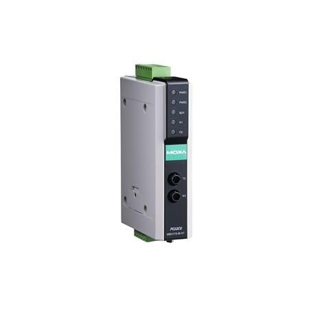 Moxa MGate MB3170-M-ST 1-Port Advanced Serial-to-Ethernet Modbus Gateway, with 1 x 100BaseFX Multi-Mode Fiber Port, ST connectors, 0 to 60C Operating Temp.