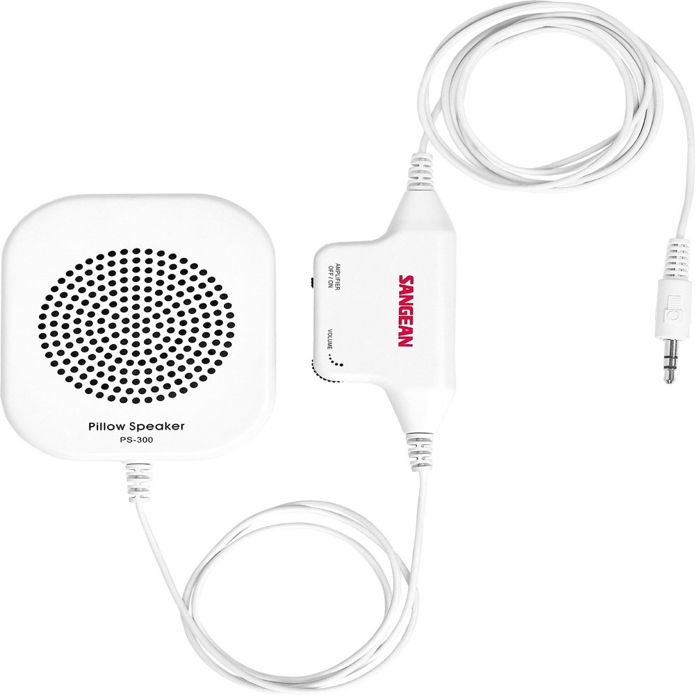 Sangean Portable Pillow Speaker for in-line Volume Control and Amplifier Use with Any Radio, Radio Cassette, Clock Radio, CD Player or Other Equipment Fitted with a 3.5 mm Headphone Socket
