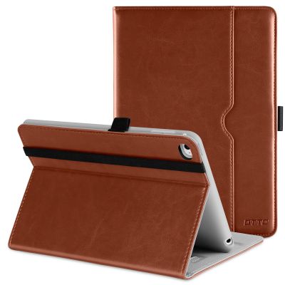 DTTO for iPad mini 4 Case, Premium Leather Folio Stand Cover Case with Multi-Angle Viewing and Auto Wake-Sleep Function, Front Pocket for iPad mini 4 - Brown