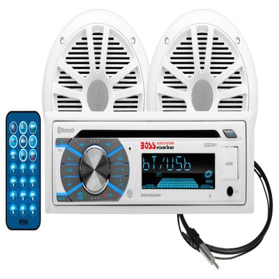 BOSS Audio Systems MCK508WB.6 Marine Boat Bluetooth Stereo & 6.5 Inch Speakers - CD DVD Player, AM/FM Radio Receiver Head Unit, Dipole Antenna