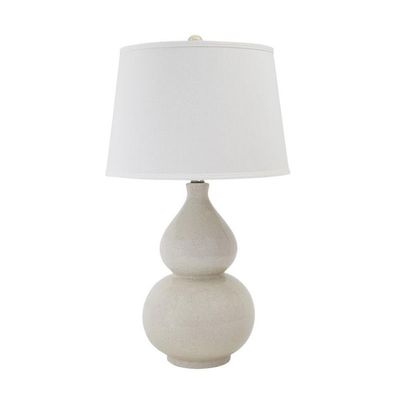 BOWERY HILL Ceramic Table Lamp, 30.75" H x 17" W x 17" D, Cream Finish, Double Gourd Design, Crackle Glaze, Modified Drum Shade, 3-Way Switch, Elegant Lighting for Living Room or Bedroom