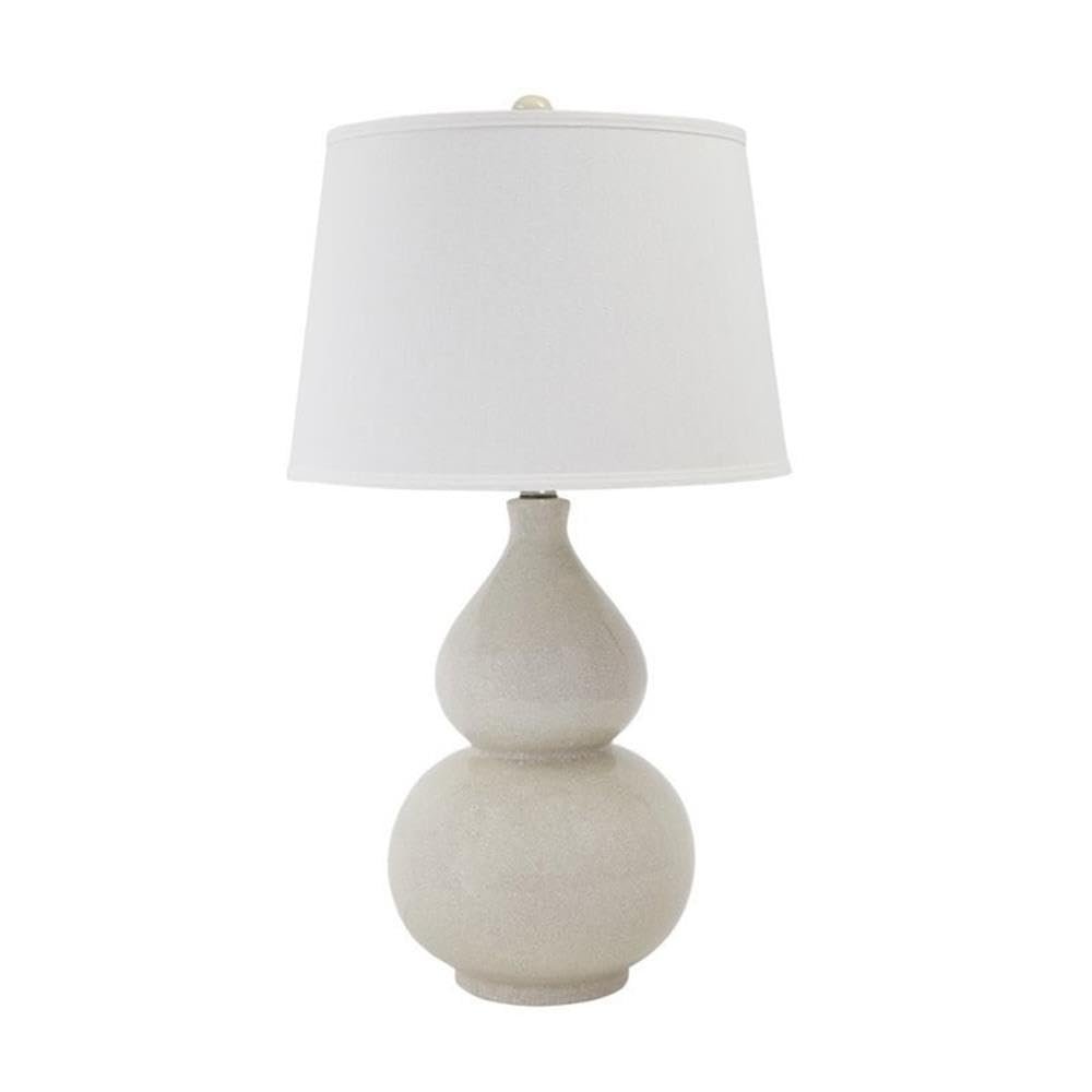 BOWERY HILL Ceramic Table Lamp, 30.75" H x 17" W x 17" D, Cream Finish, Double Gourd Design, Crackle Glaze, Modified Drum Shade, 3-Way Switch, Elegant Lighting for Living Room or Bedroom