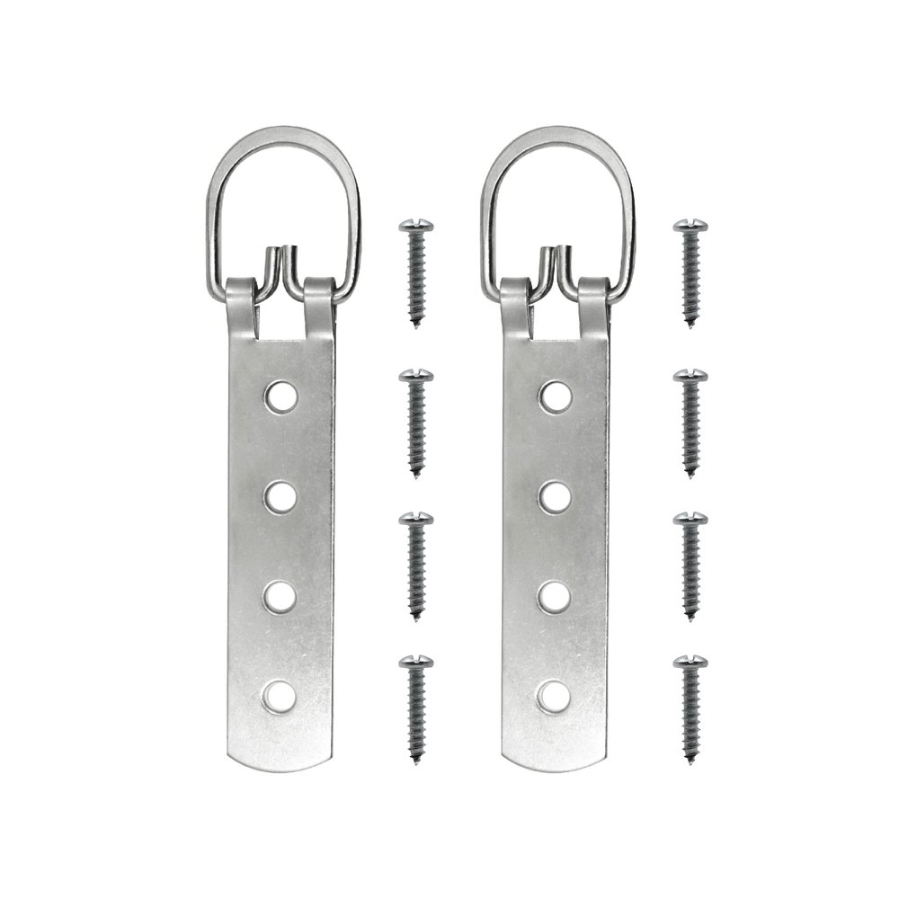 PHS Extra Large Heavy Duty D-Ring Picture Hangers - 2 Pack with Screws - D Hooks for Picture Hanging - 200 lb Capacity - 6.5" Steel Strap Hangers for Frames & Mirrors