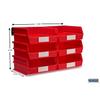 Triton Products 3-235RWS LocBin 8 Piece Wall Storage Unit with 10-7/8 Inch L x 11 Inch W x 5 Inch H Red Interlocking Poly Bins, 6 CT, Wall Mount Rails 8-3/4 Inch L with Hardware, 2 pk view 3