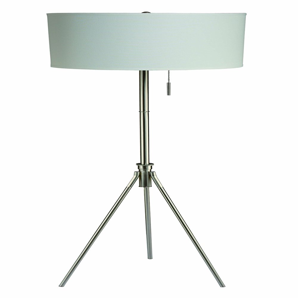 SH LIGHTING 31171F-SN Adjustable Brush Steel Finish Tripod Floor Lamp, 20" x 20" x 71"