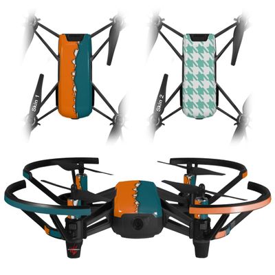 Skin Decal Wrap 2 Pack Compatible with DJI Ryze Tello Ripped Colors Orange Seafoam Green Drone NOT Included