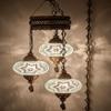DEMMEX 3-Globe Turkish Mosaic Plug-in Chandelier, Handmade Moroccan Hanging Ceiling Lamp with 15-Foot Cord & Chain, Bohemian Decorative Pendant Light for Living Room, Bedroom, 3.5 ft (White-Clear) view 1