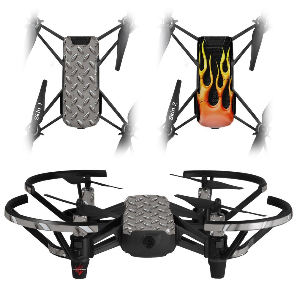 Skin Decal Wrap 2 Pack Compatible with DJI Ryze Tello Diamond Plate Metal 02 Drone NOT Included