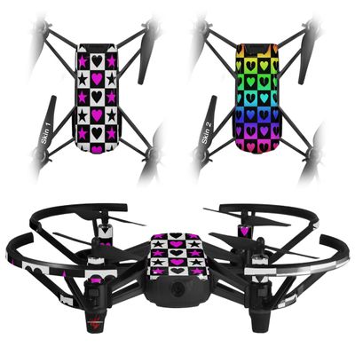 Skin Decal Wrap 2 Pack Compatible with DJI Ryze Tello Hearts and Stars Pink Drone NOT Included