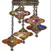 DEMMEX Turkish Moroccan Mosaic Hardwired Ceiling Chandelier Light, Handmade 5-Globe Hanging Pendant Lamp, Boho Mosaic Glass Fixture for Living Room & Bedroom, Customizable view 2
