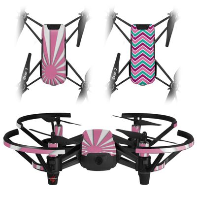 Skin Decal Wrap 2 Pack Compatible with DJI Ryze Tello Rising Sun Japanese Flag Pink Drone NOT Included